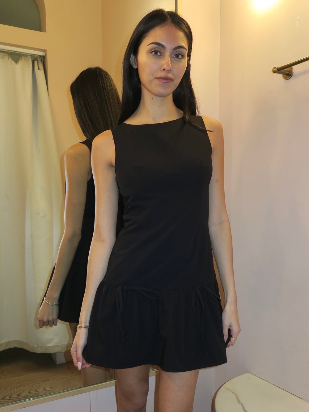 Zara Black Drop Waist Mini Dress - Picture 3 of 6